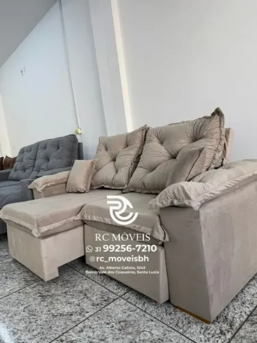 Sofá Retrátil e Reclinável 2m pillow 16cm  - tecido tecido veludo | Direto da Fabrica