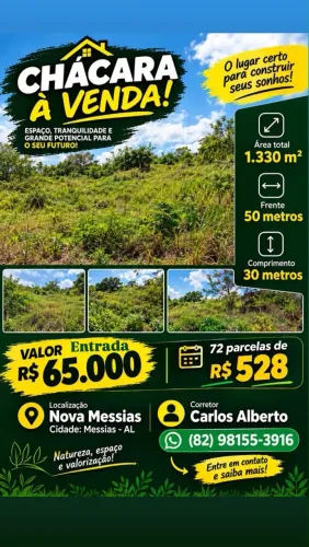 Terreno para chácara pagando $528 por mês.