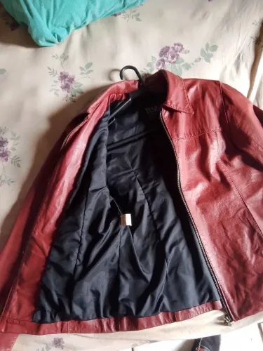 Jaqueta de Couro Legítimo Vintage Tessari Tam P - Cor Bordô