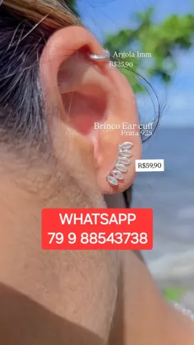 BRINCO PRATA 925 EAR CUFF - ORIGINAL TEMOS PULSEIRA BRINCO CHOKER BRACELETE NAMORADOS