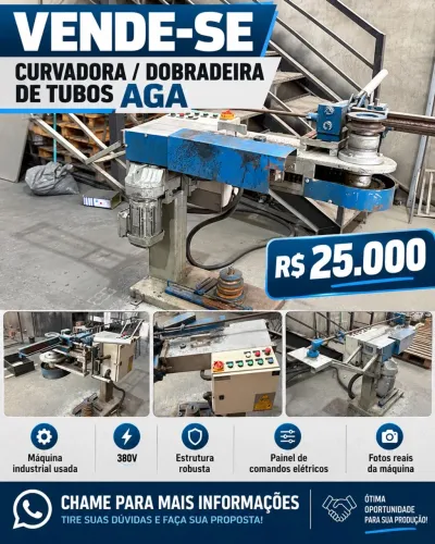 VENDO DOBRADEIRA / CURVADORA DE TUBOS INDUSTRIAL AGA - 380V - MÁQUINA ROBUSTA