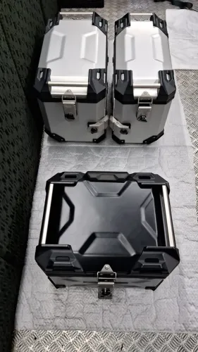 Kit 3 Baús Alumínio Malas Laterais E Top Case Hd Pan America