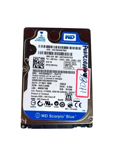 winchester hd WD WD250BEVT 75ZCT2 250GB 5400 SATA HD86