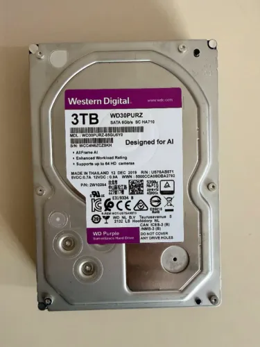 HD 3TB Purple Western Digital Ideal para CFTV - WD30PURZ