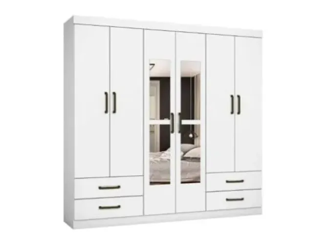 Guarda-Roupa Hércules c/ espelho 6 portas Frete Grátis - Até 12x S/ Juros