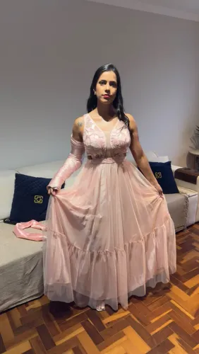 Vestido festa rosa claro