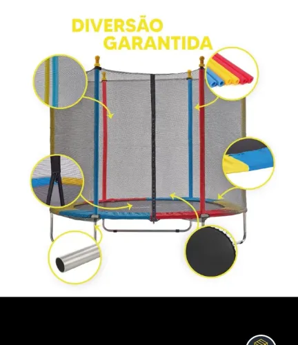 Cama elástica infantil pula pula trampolim 1,80 colorida