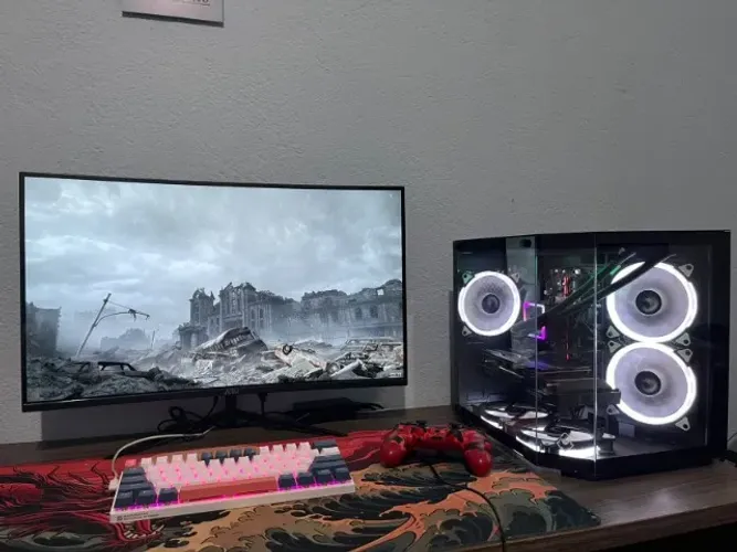 PC Gamer Completo Ryzen 7 5700X + RX 7600 + Monitor Curvo 27" + Teclado Mecânico