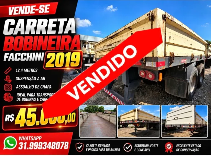 Carreta facchini 2019 bobineira R$45.000,00