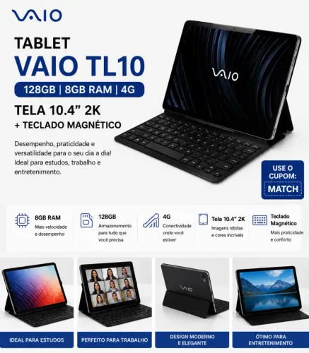 Tablet VAIO TL10 128GB 8GB RAM - Tela 2K + Teclado Magnético