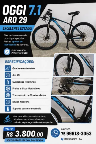 ? OGGI 7.1 Aro 29 - RockShox | Freios Hidráulicos |