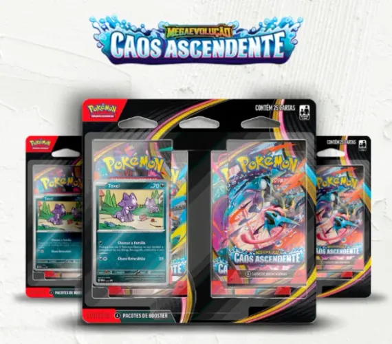 Pokémon TCG Quad Pack / Blister Quádruplo ME04 Caos Ascendente - 4 Boosters + Carta Promo