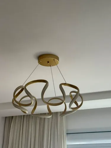 Lustre Pendente LED Ondulado - Dourado