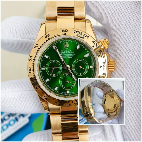 RELÓGIO DAYTONA DOURADO E FUNDO VERDE
