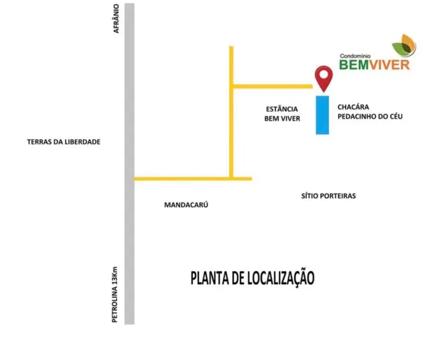 Vendo Lote para Chácara - Condomínio Bem Viver (Mandacaru) 
