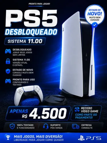 PS5 DESBLOQUEADO 1TB | FAT MIDIA FÍSICA