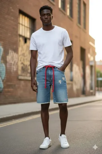 Bermuda Jeans Masculina com Cordão 