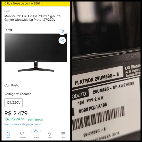 Monitor Widescreen 29 Polegadas