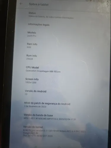 Tablet Pad 5 Pro Android 13, 8 GB RAM, 256 GB de armazenamento