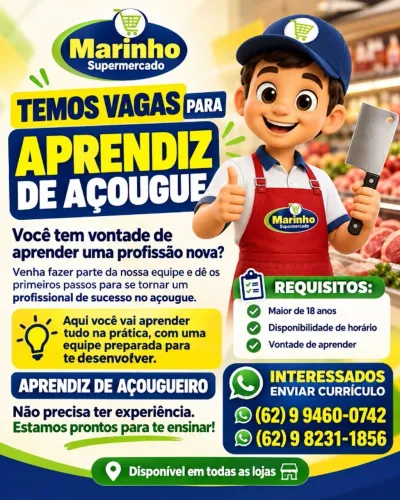 VAGA DE APRENDIZ DE AÇOUGUEIRO