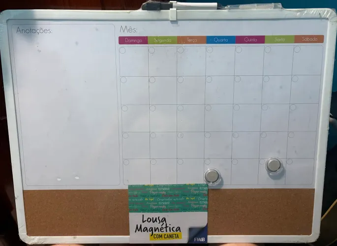 Lousa Quadro Magnético Planner Planejamento Semanal Mensal Caneta