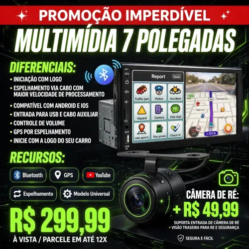 Multimídia 7 polegadas