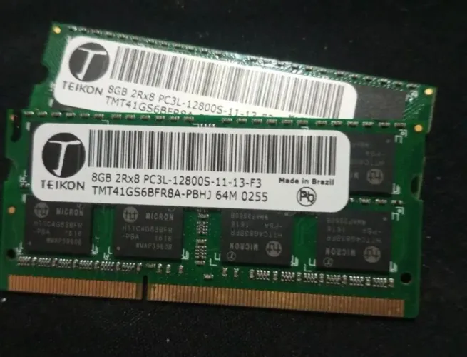 Kit 16GB Memória RAM Notebook DDR3L 1600MHz Teikon (2x8GB) - Perfeito Estado