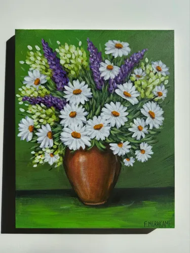 Pintura de flor em tinta acrílica 50x40 feito à mão