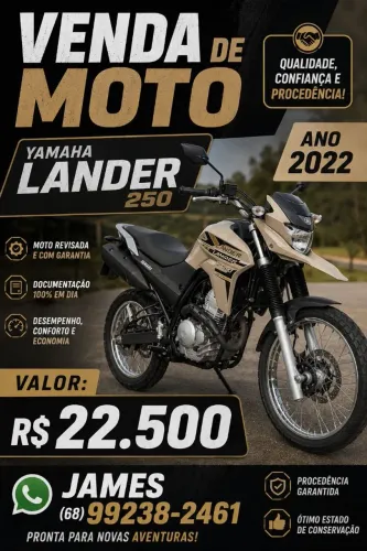 Vendo moto Lander 250 bege. Único dono, em ótimo estado.