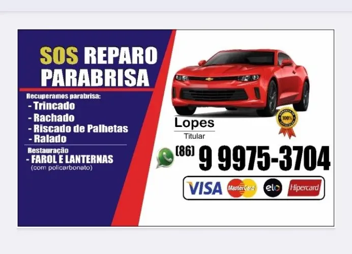 Reparo e restauração de parabrisa