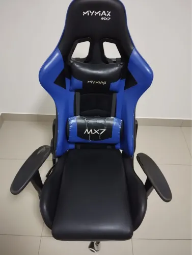 Cadeira Gamer Mymax Mx7, Até 150Kg, Giratória, Preto E Azul