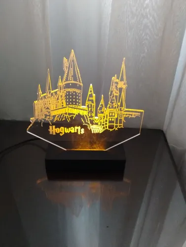 luminária LED 3D do castelo de Hogwarts Harry Potter