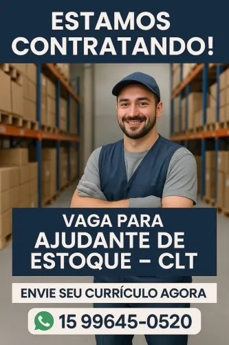Vaga para ajudante de estoque -