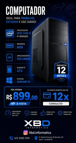 Computador Intel Core i3 Novo Com Garantia de 12 meses