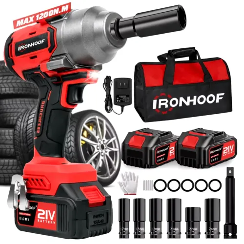 Chave de Impacto 1200Nm Profissional 21V Brushless Com 2 Baterias