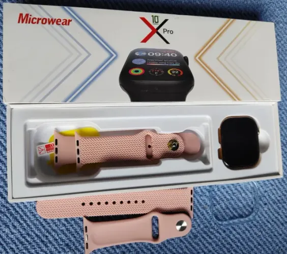 Smartwatch feminino S10 X Pro Séries 10 Tela Infinita Oled Microwear pulseira rosa