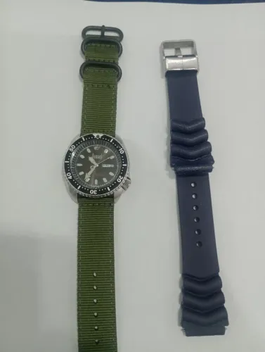 Relógio diver Dumont anos 90 pulseira nato e de borracha azul