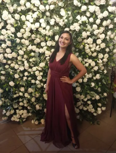 Vestido longo vinho