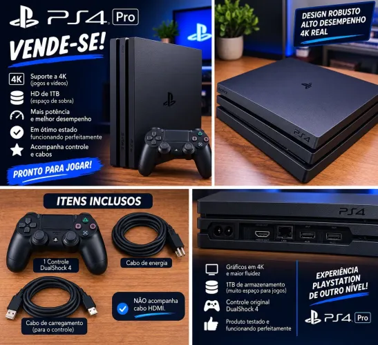 PlayStation 4 Pro (Ótimo Estado)