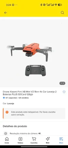 Drone Xiaomi Fimi X8 mini V2 4k laranja 2 baterias plus