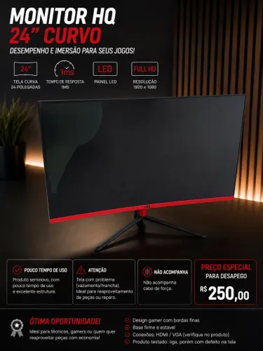 Monitor Gamer novo ( avariado) .