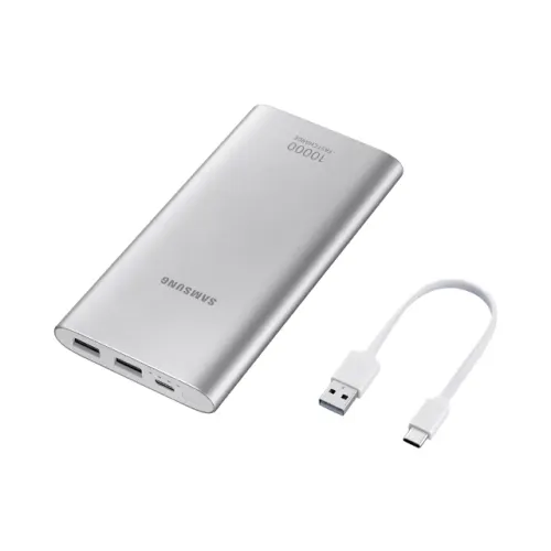 Carregador Portátil Power Bank Samsung 10000 mAh, com 2 USB, Eb-p1100c Prata