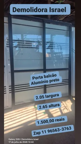 Porta balcão alumínio preto nova 