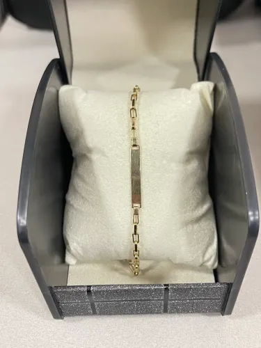 Pulseira Plaquinha Infantil de ouro 1.74g 18k procedência garantia eterna