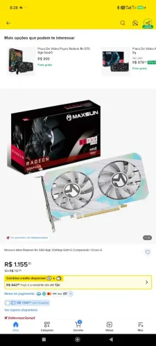 Rx580 8gb maxsun! Zera com a caixa original ainda!