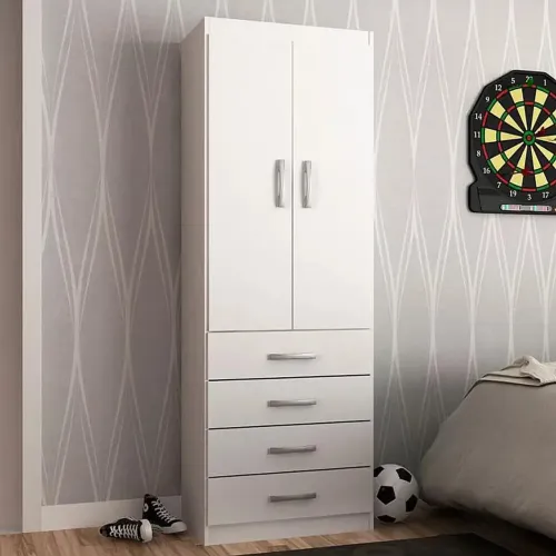 Guarda-roupa 2 portas 4 gavetas com camiseiro evidência