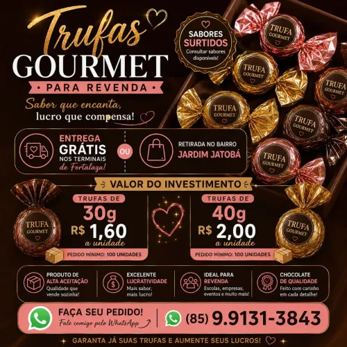 Trufas para Revenda R$ 1,60 Renda extra, Fornecedor gourmet