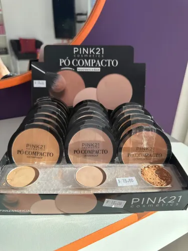 Pó compacto Pink21 resistente a água