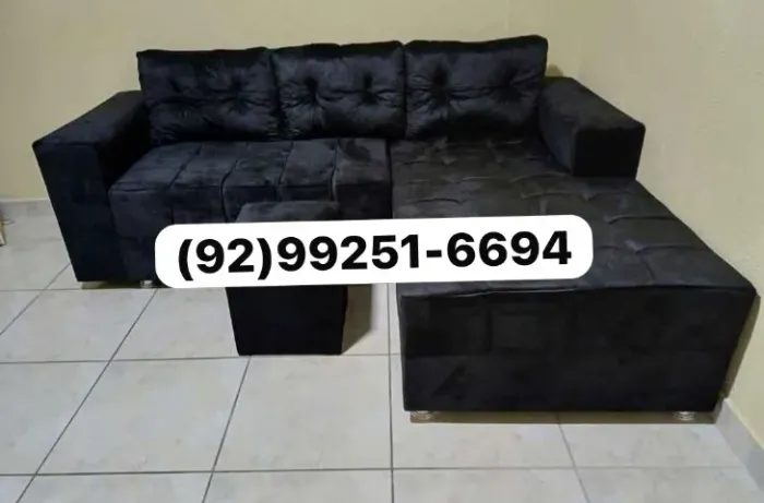 sofa chaise com puff de brinde