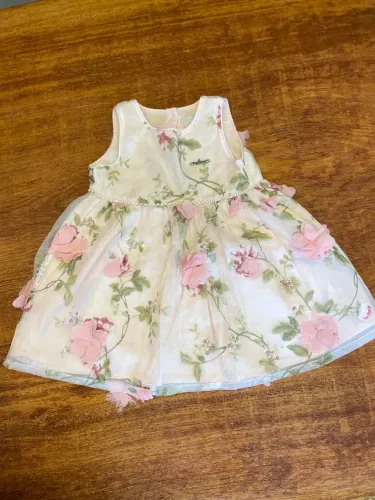 Vestido Milon 1 ano com strass e flores bordadas